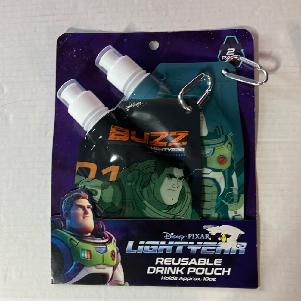 Disney Buzz Lightyear Reusable Drink Pouch (2 pk) NEW!